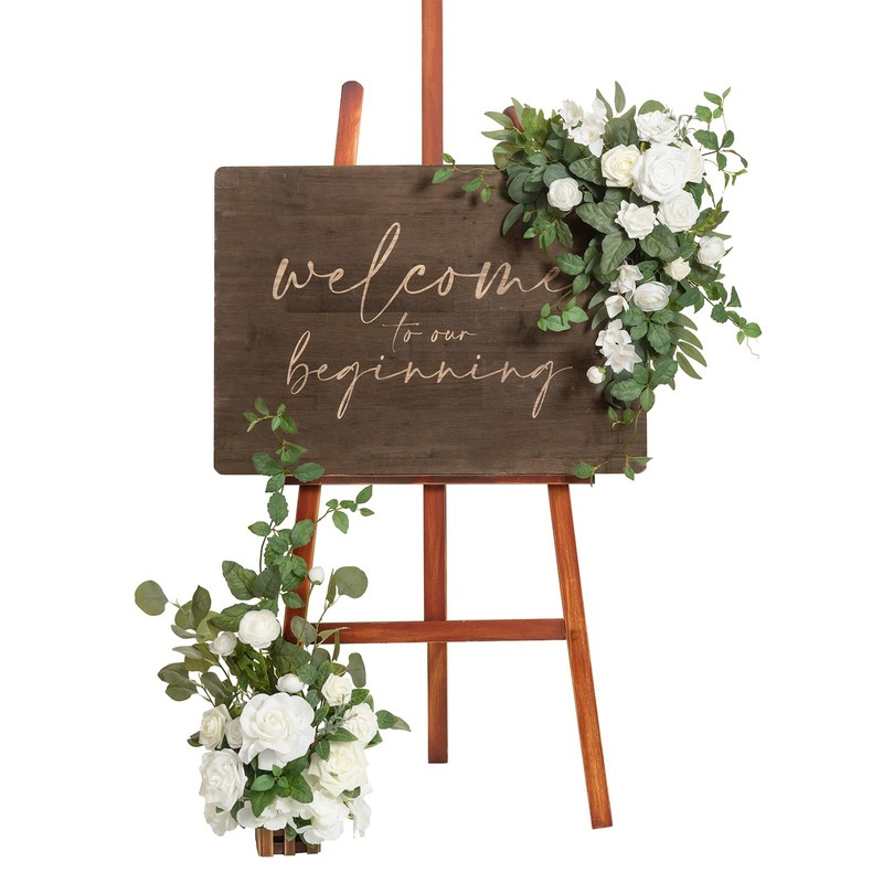 Ling’S Moment Lings Moment Wedding Welcome Sign Floral Swag 17.5 Tall Standing