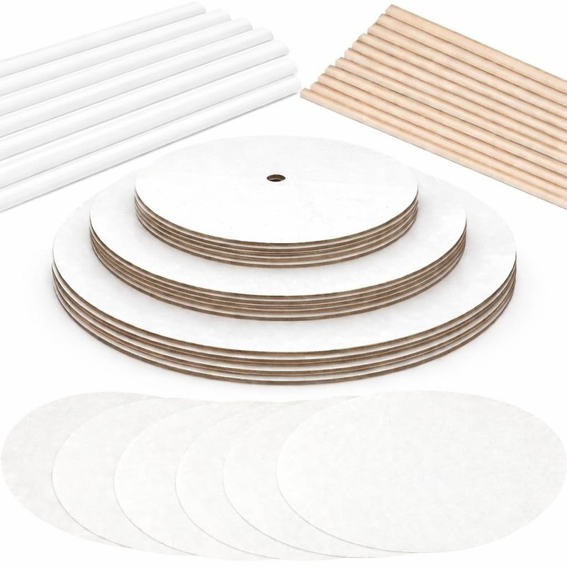 Cake Tier Stacking Kit - 10 Inch, 8 Inch, 6 Inch Cake Boards + Parchment Roun...