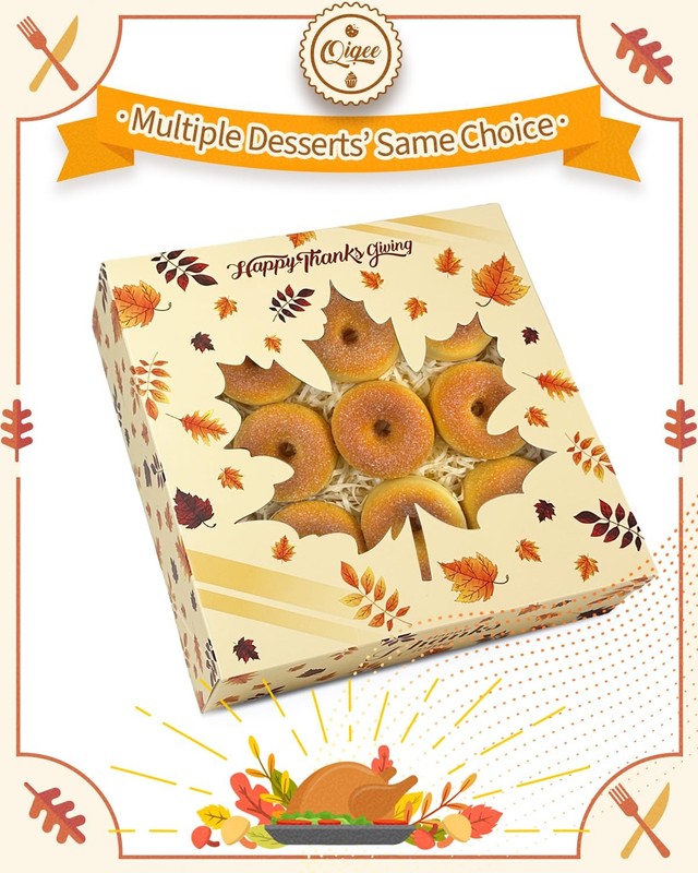 12 PCS Thanksgiving Cookie Boxes With Window Bakery Pastry Box 9x9x2.5 Inch gallery