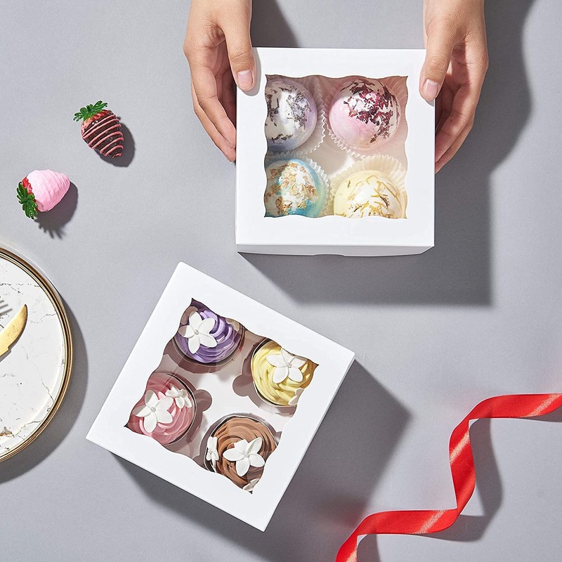 RomanticBaking 50 Pack White 4 Cupcake boxes with Window Chocolate Bomb Boxes... gallery