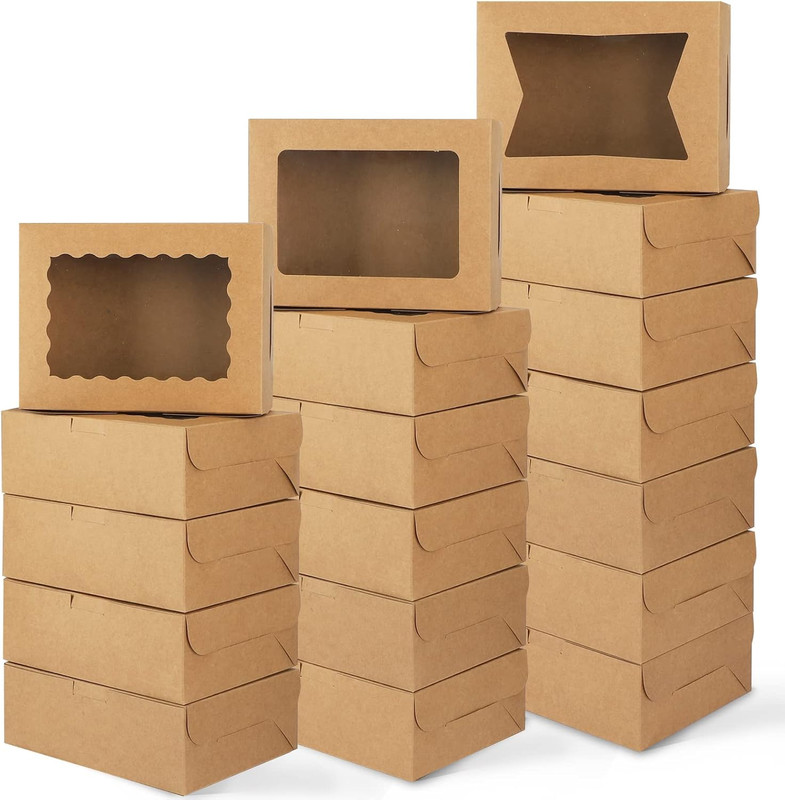 32Pcs Cookie Boxes, 8X6X2.5 Bakery Boxes with Window 3 Styles, for Chocolate ... gallery