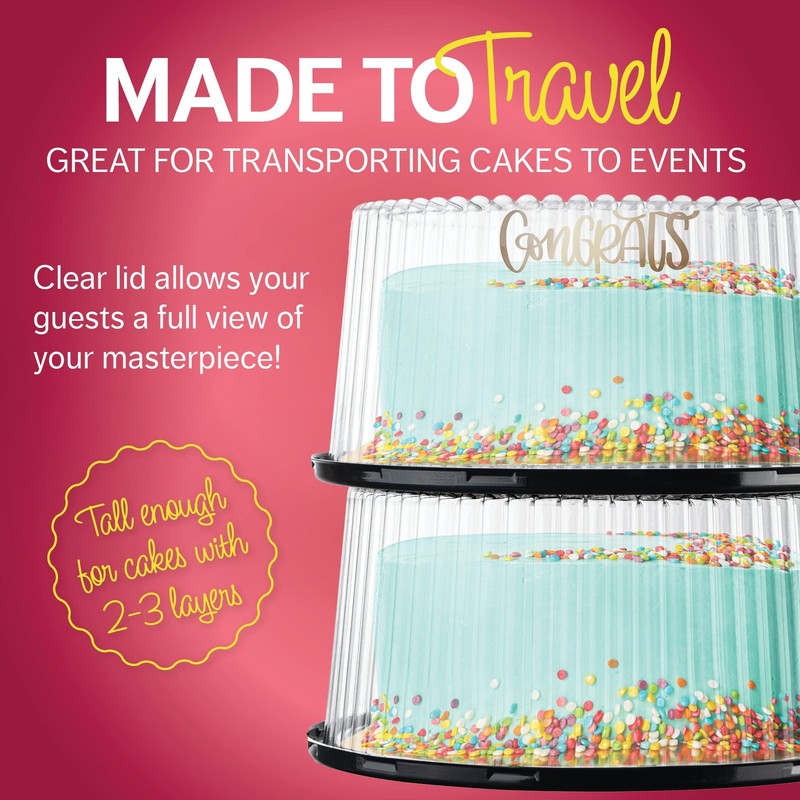 10 - 11" Plastic Disposable Cake Containers Carriers with Dome Lids and Cake ... gallery
