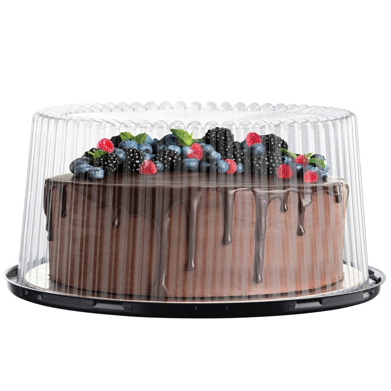 10-11" Plastic Disposable Cake Containers Carriers with Dome Lids and Cake Bo... gallery