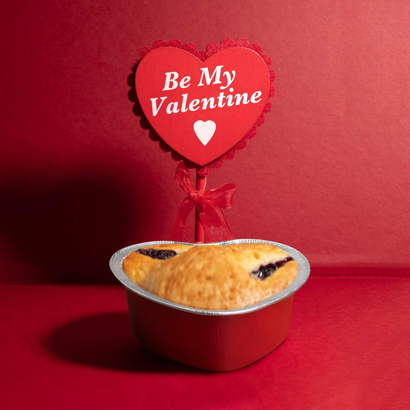 20 Sets Aluminum Foil Cake Pan Heart Shaped Cupcake Cup with Lids 100 Ml/ 3.4 Ou gallery