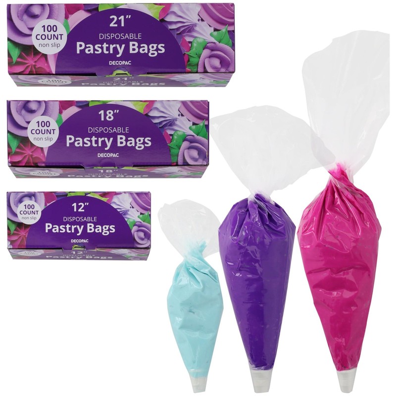 Disposable Pastry Bag 100 Count Cake Decorating Supplies, 21 Inch, Non Slip P... gallery