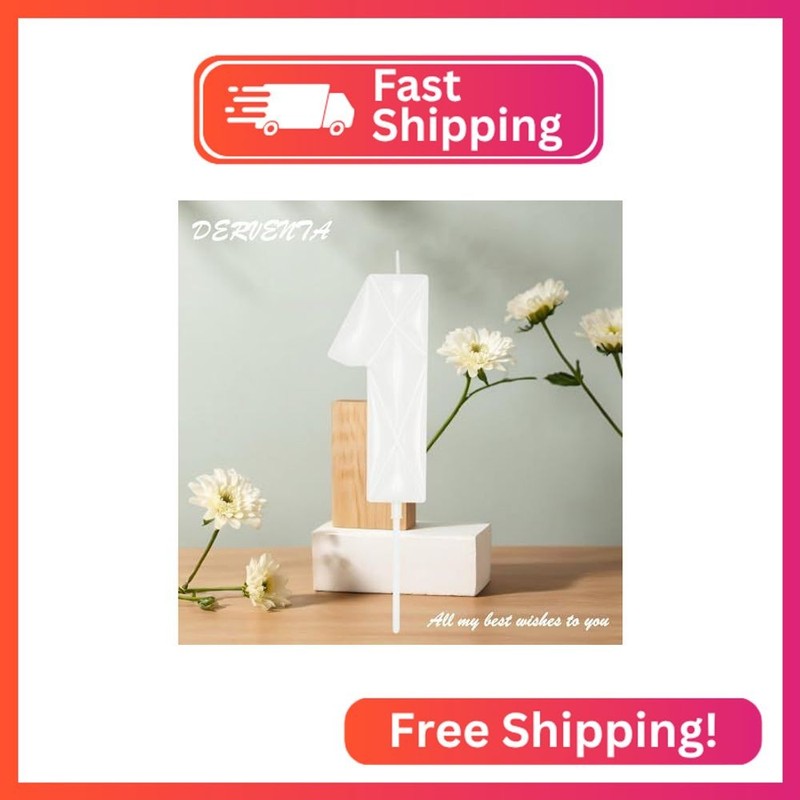 DERVENTA Large Birthday Candle Number 3D Bubble Style 3.7 inch Party Celebration gallery