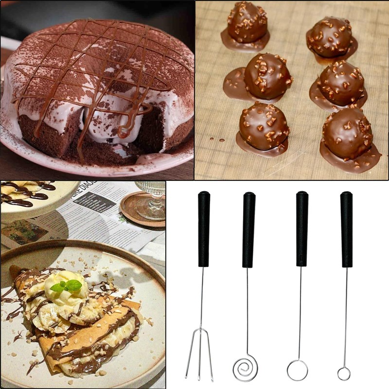 6 Pcs Chocolate Dipping Tools Set Candy Culinary Decorating Spoons Stainless gallery