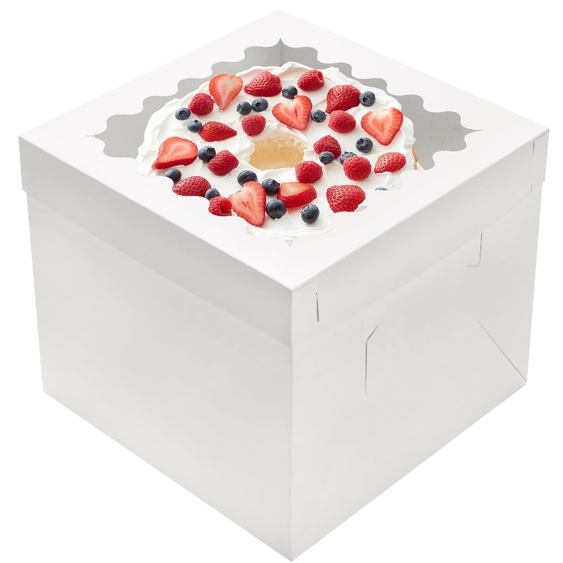 10pcs Tall Cake Boxes,10x10x10 White Bakery Boxes with Window Cake Containers…