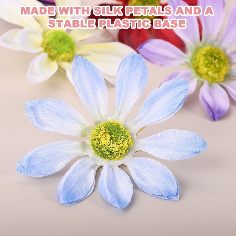 12 Pcs Artificial Daisies Flower Heads, Fake Chrysanthemum Heads, Sky Blue gallery