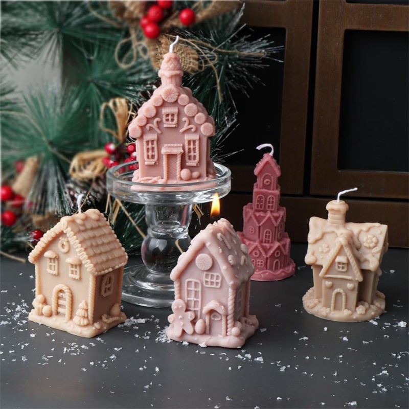 3D Gingerbread House Silicone Mold for Candle Soap Resin Christmas Crafts gallery