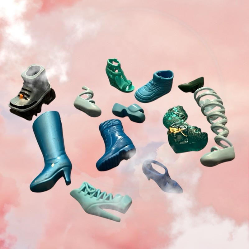 Set of 12 Barbie Shoes Party Favor Cupcake Topper Decoration BLUE Sandals Boots gallery