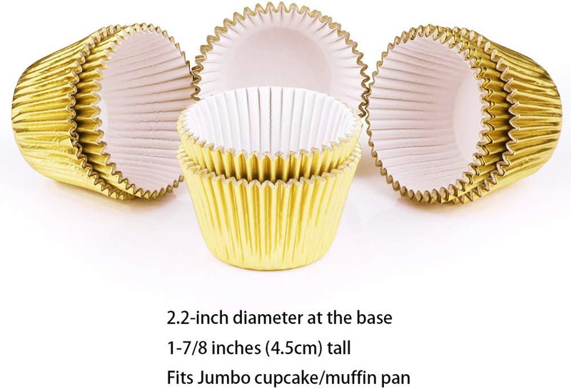Gold Foil Jumbo Cupcake Liners Metallic Large Muffin Baking Cups, 160-Count gallery