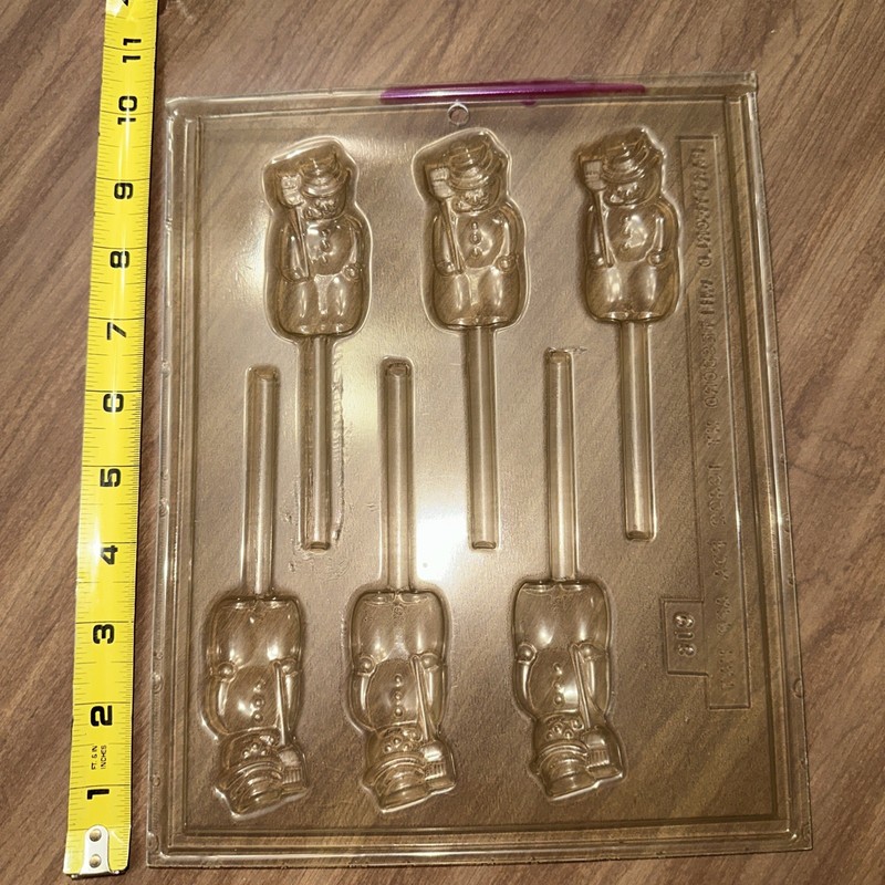 One Plastic Candy Mold - 6 Snowman suckers on tray - Partyworld G-16 Used gallery