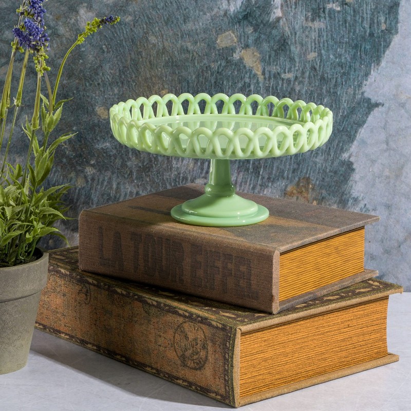Highbrook 8.5" Handmade Jadeite Glass Cake Stand gallery