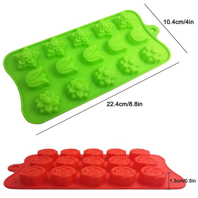 4 PACK Flower Shape Chocolate Candy Molds Set,Silicone 15 Cavity Baking Mold ... gallery