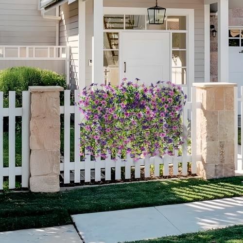 Artificial Fake Hanging Flowers Plants for Outdoor Spring Summer Double Purple gallery