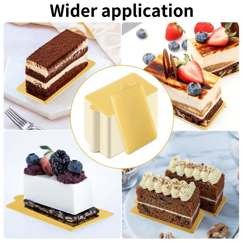 PineHaven 100ct 4x2 Inch Gold Rectangular Cake Boards gallery