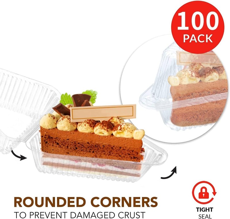 Clear 4.33 Inch Cake Slice Containers - 100 Pack for Freshness and Visibility gallery