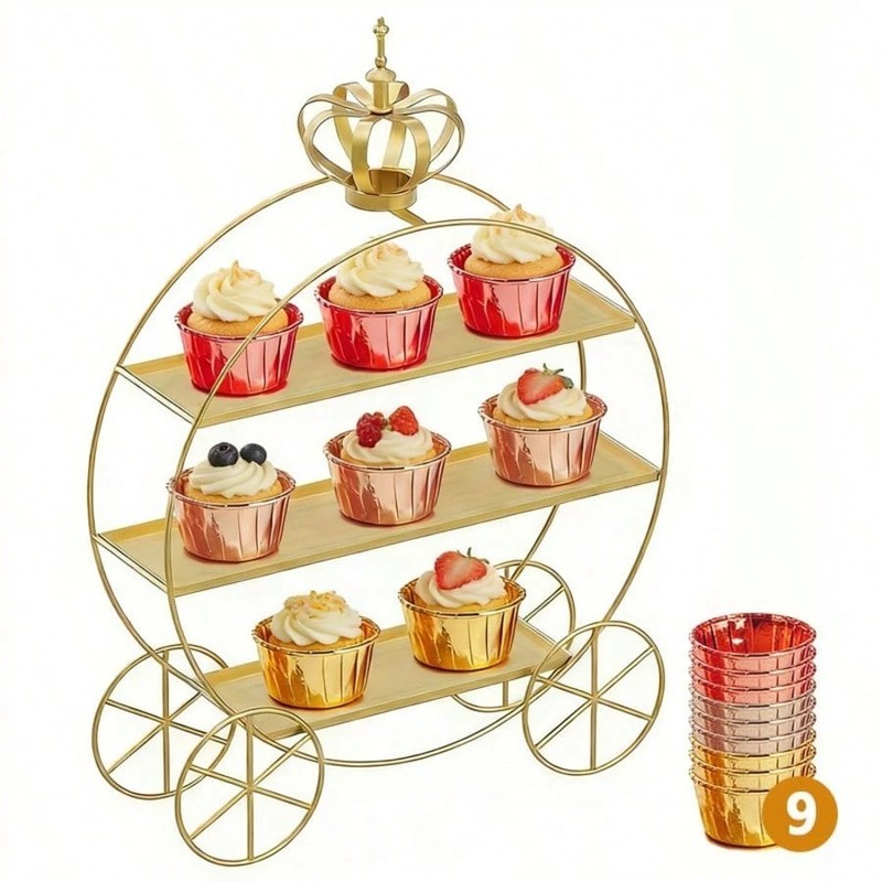 Gold Cupcake Display Stand Round Dessert Tray Wedding Party Decor