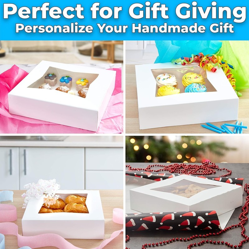 Gourmet 10in White Bakery Box 1 Pack/SINGLE BOX. Cute Window Display for Pies, gallery
