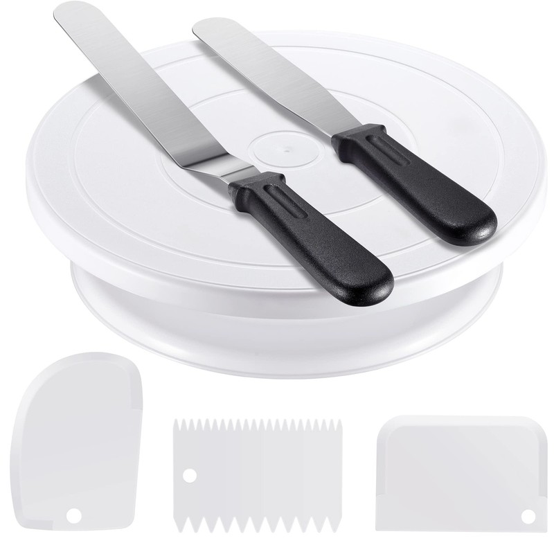 Cake Decorating Kit Baking Supplies Set Cake Turntable with 2 Frosting Straig…