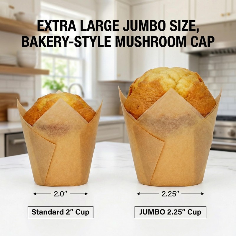 Extra Large Jumbo Tulip Baking Cups - 125 Pack 2.25" Texas Size - Premium Gre... gallery