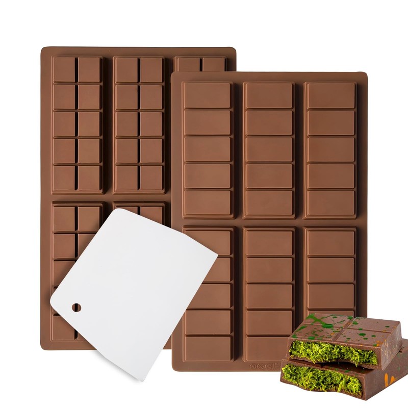 2 Pack Chocolate Bar Mold Deep for Stuffed Bar, Non-Stick Thick Chocolate Mol…