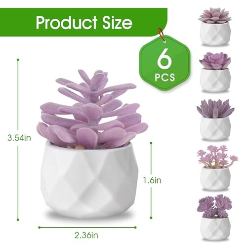 Fake Succulent Plant Set 6 PCS Artificial Succulent Plants for Desk Purple gallery