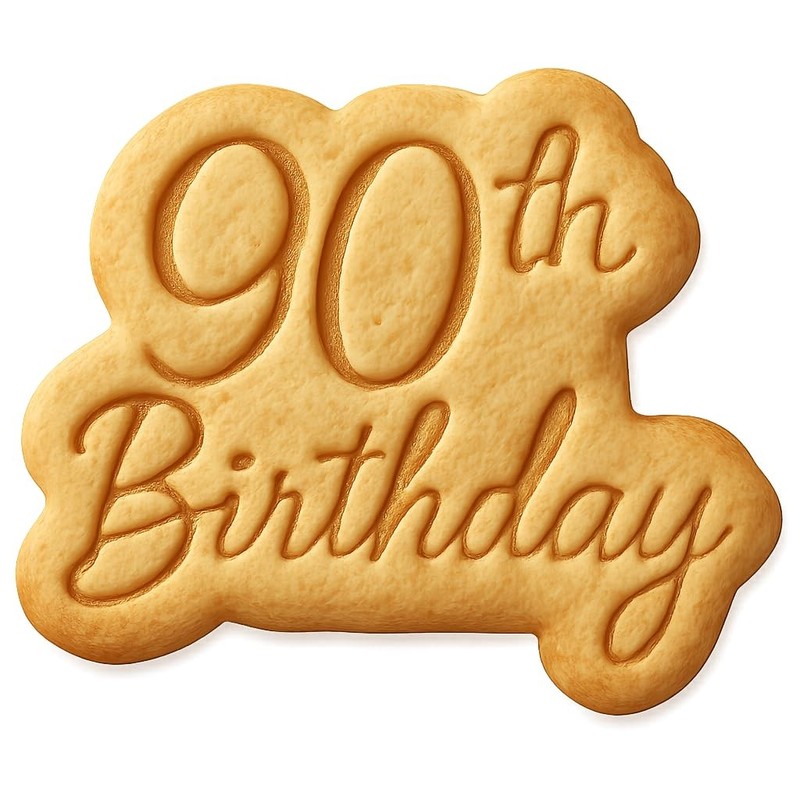Cursive 90th Birthday Cookie Cutter & Stamp, Fondant & Clay – 4×4