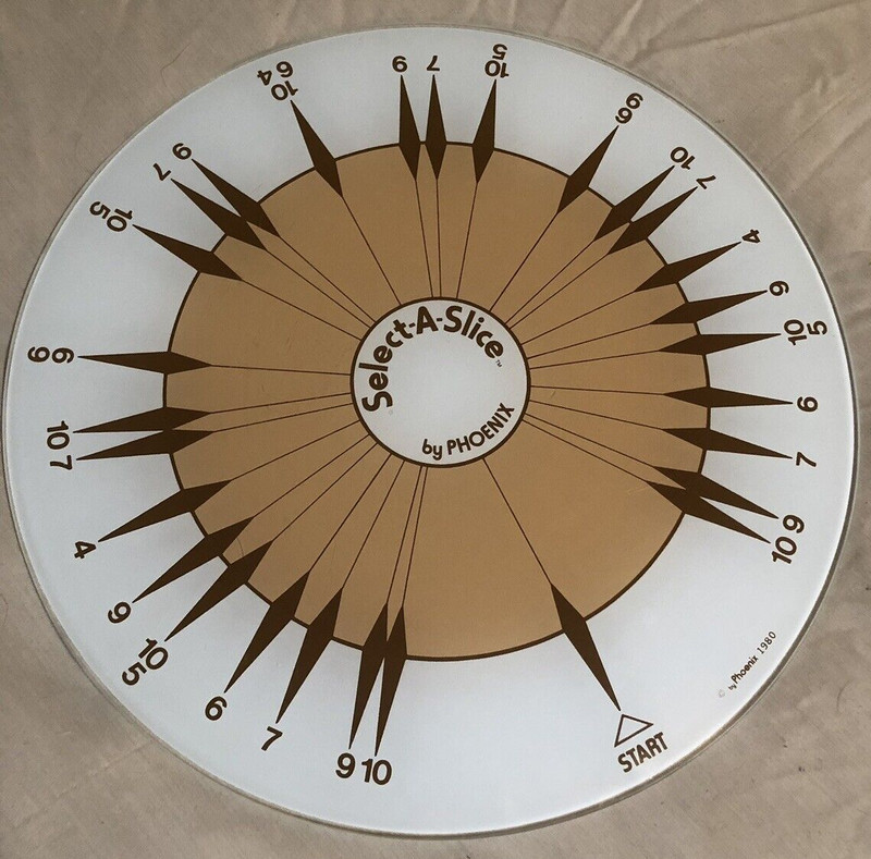 Vintage 1980 Select-A-Slice Glass Cake Platter w/ Evenly Portioned Slice Diagram