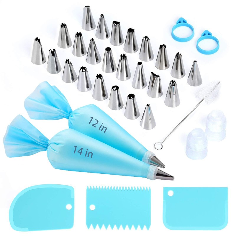 Piping Bags and Tips Set, Reusable Cake Decorating Kit with 24 Stainless Stee…