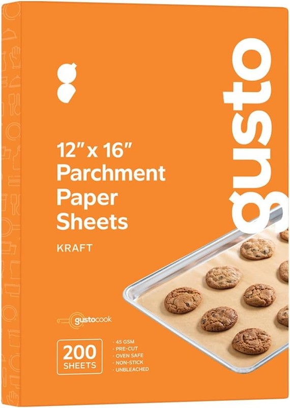 12 x 16 Inch Pre-Cut Parchment Paper Sheets [200 Count] Unbleached,