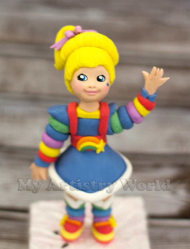 Edible 3D fondant/gum paste Rainbow Brite cake topper.