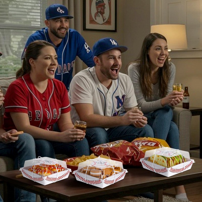 50 Pack Baseball Charcuterie Boxes with Clear Lids and Ropes Cards Baseball P... gallery