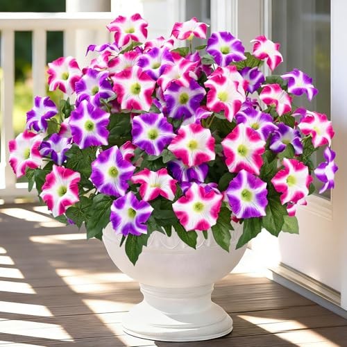 Artificial Flowers for Outdoors Realistic Fake 4 Bundles Fuchsia, Rose Red
