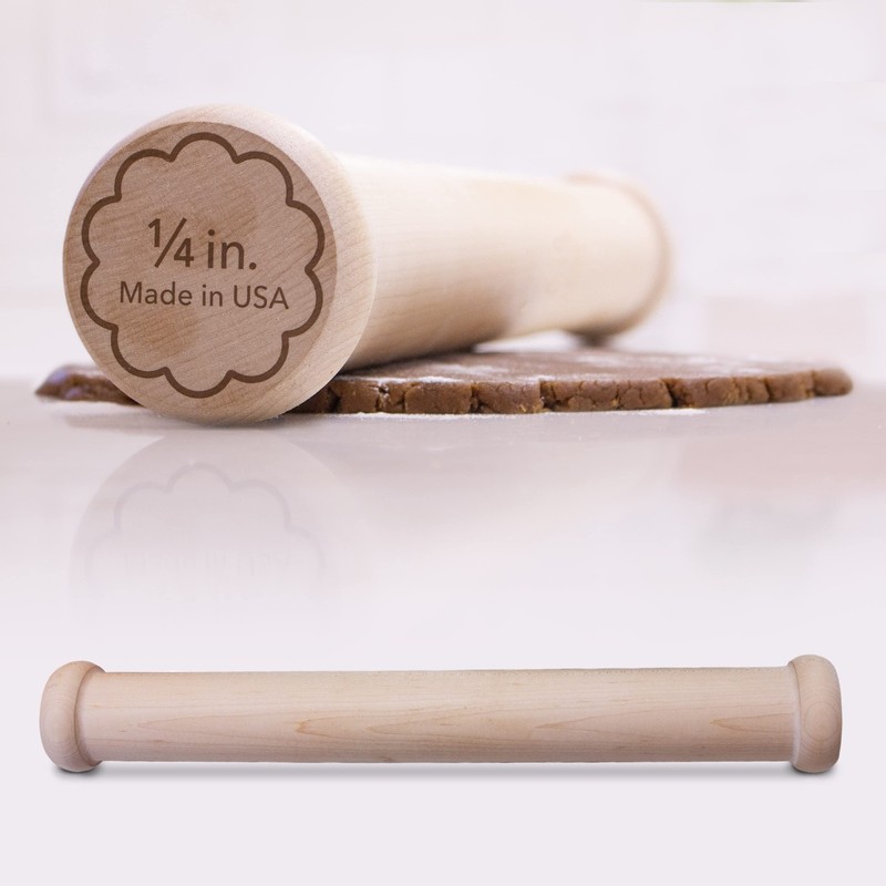 Perfect Cookie Rolling Pin 1/4-in. Fixed Depth Hardwood Made in the USA by An…