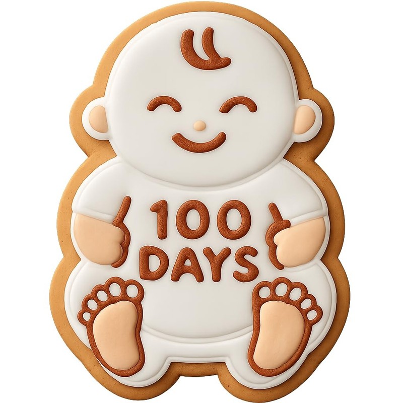 100 Day with Footprints Cookie Cutter & Stamp, Fondant & Clay - 4x3.2 gallery