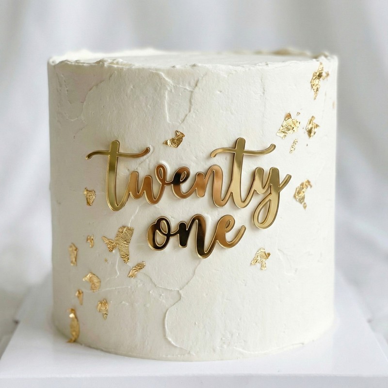 2 Words Personalised Birthday Cake Topper Custom Acrylic Charm 4 Size Many Color