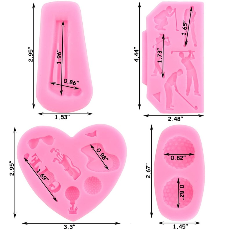 Golf-Themed Silicone Molds Set for Cake Decorating and Crafting, 4 Pieces gallery