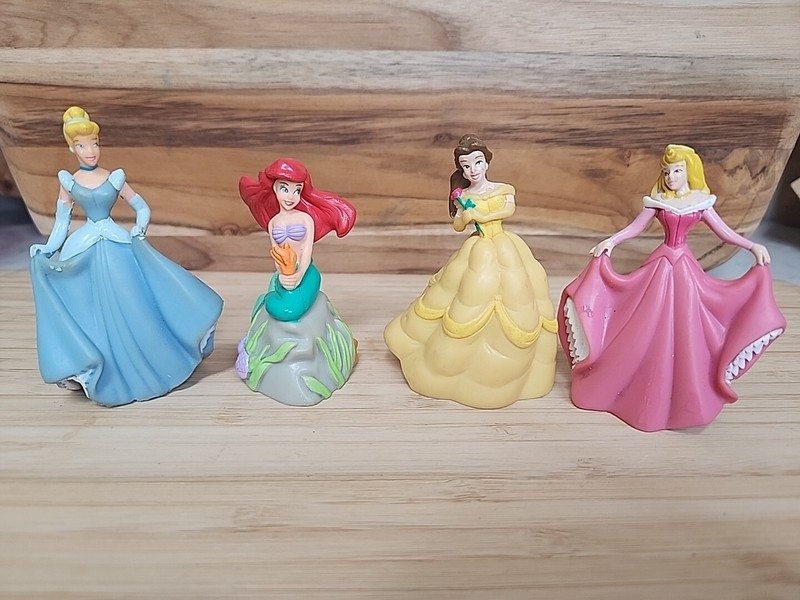 4 Disney Princess PVC 3″ Figures Cake Toppers Ariel Cinderella Belle Aurora