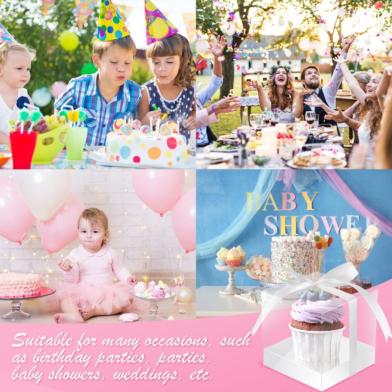 100 Pcs Clear Plastic Individual Cupcake Boxes 3.5" Single Cupcake Containers... gallery