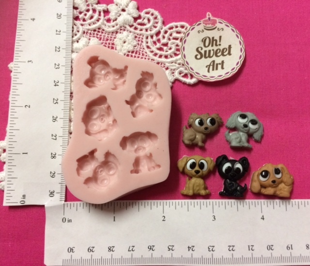 Cute puppies dogs silicone mold fondant cake decorating cupcakes food soap FDA gallery