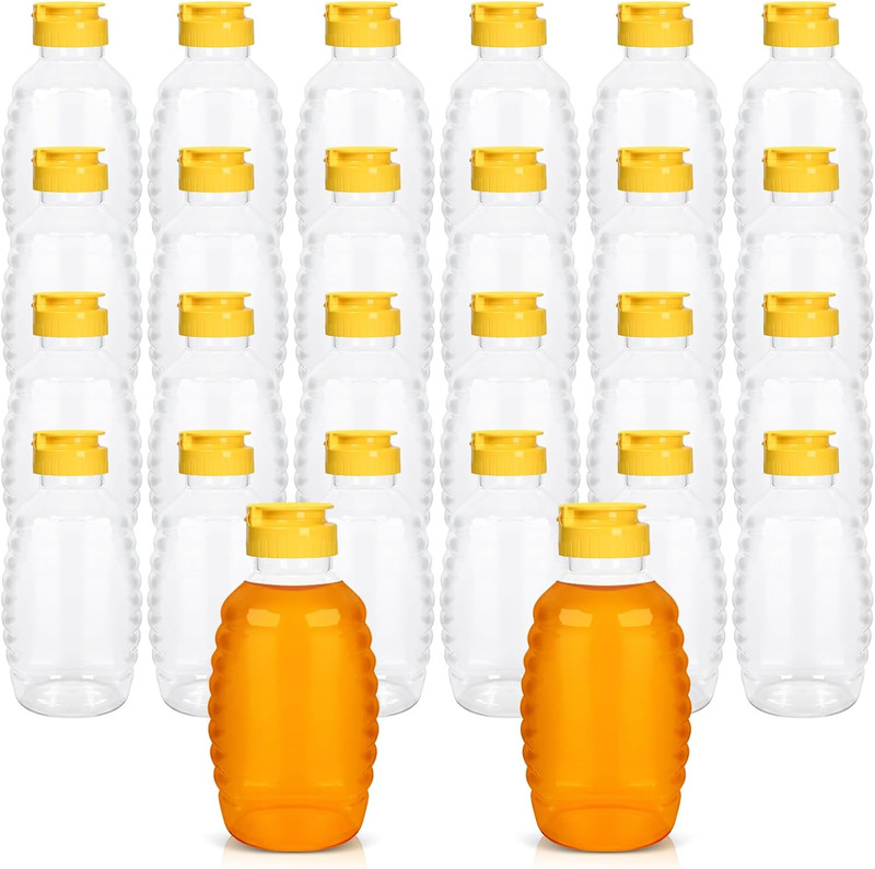 24 Pack Honey Bottle, Honey Bottles Squeeze 16 Oz,With Leakproof Flip-Top Caps,R