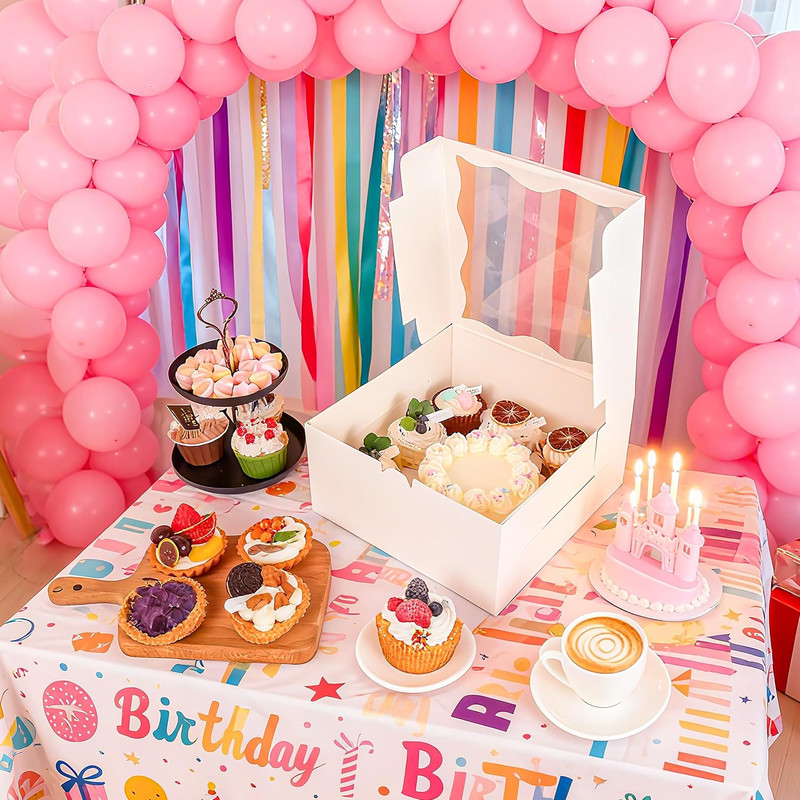 NPLUX 4 Packs 1+5 Bento Cake and Cupcake Box Bento Box with Clear Window Fit 5 C gallery