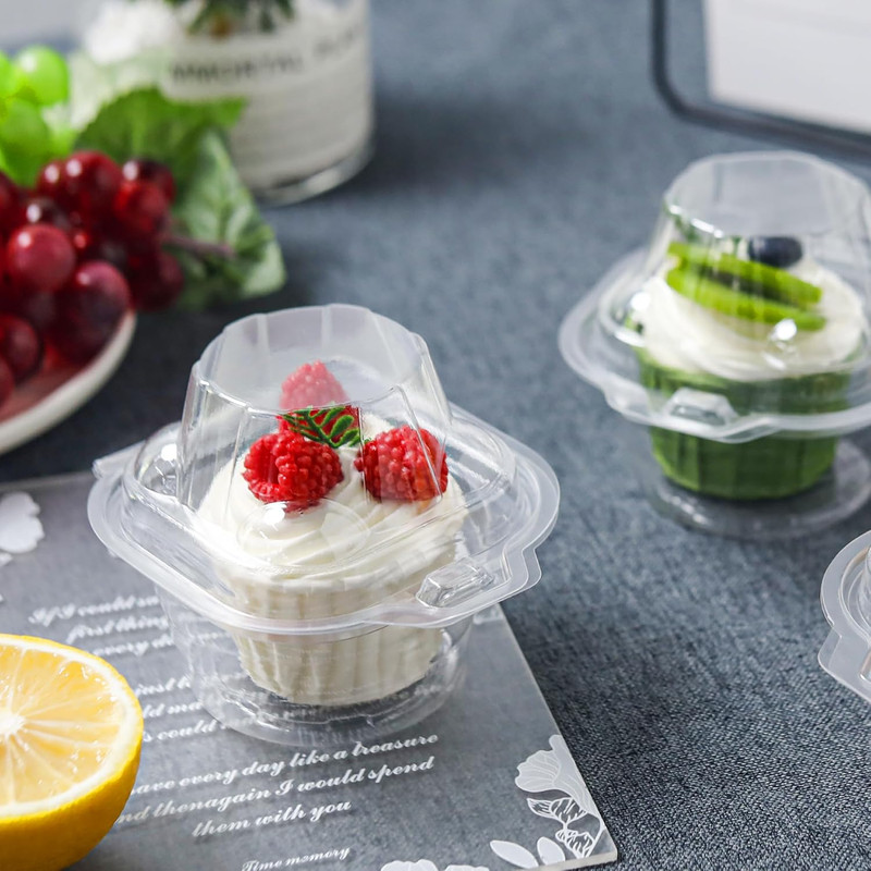 NPLUX 60 Pack Individual Cupcake Containers Plastic Cupcake Boxes Cupcake Holder gallery