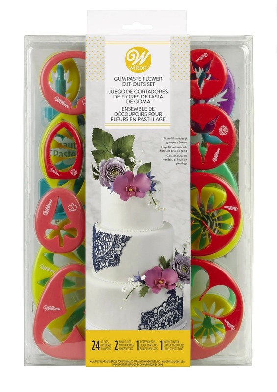 Wilton Gum Paste Flower Cut Outs 24 Piece Set in Box New