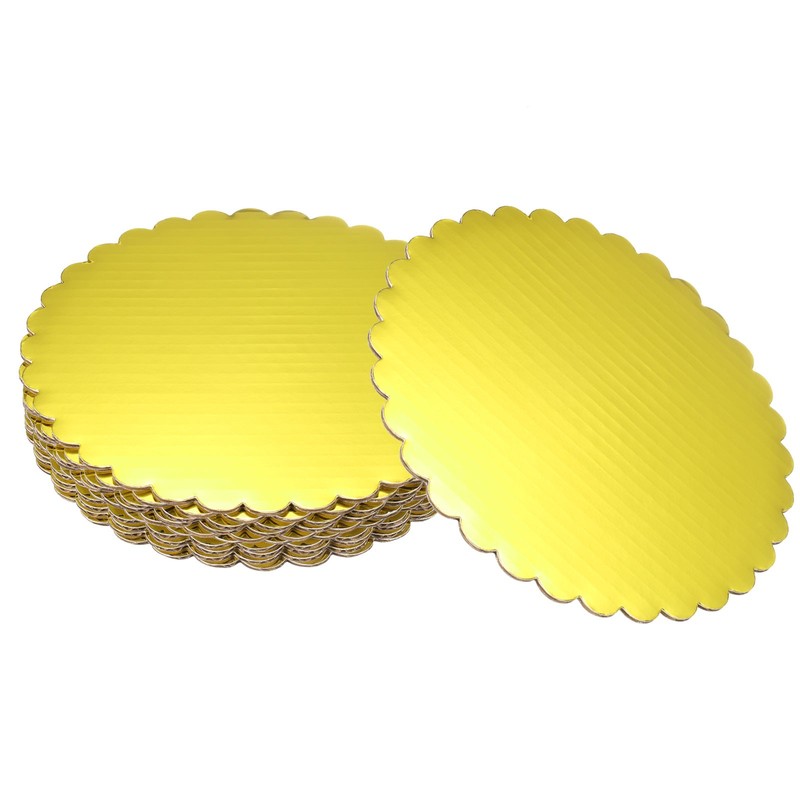 10 Pcs Scalloped Cake Circle Base, 5.9 Inch Cake Cardboards, Gold Tone