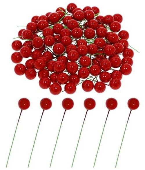 PENTA ANGEL Holly Berries 100Pcs Mini Christmas Artificial Holly 1cm Red gallery