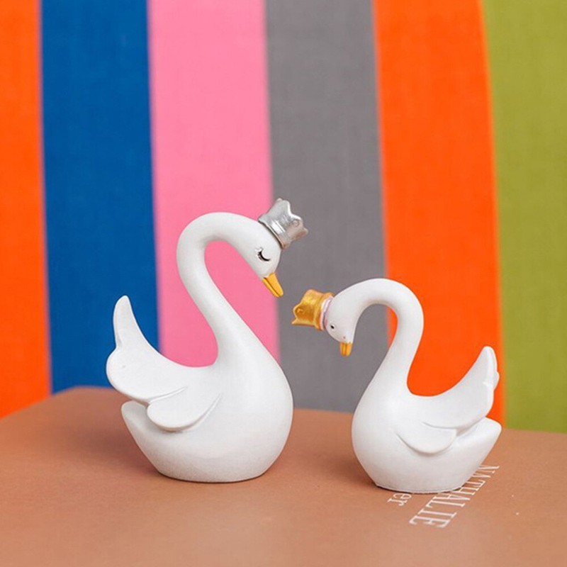2PCS Swan Cake Topper Birthday Cake Topper Crown Swan Cake Decor Desktop Decor gallery