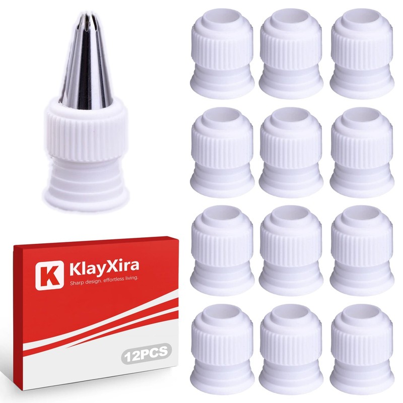 12 Pack Standard Couplers for Piping Bags, 1.2×1-inch Plastic Cake Decorating…